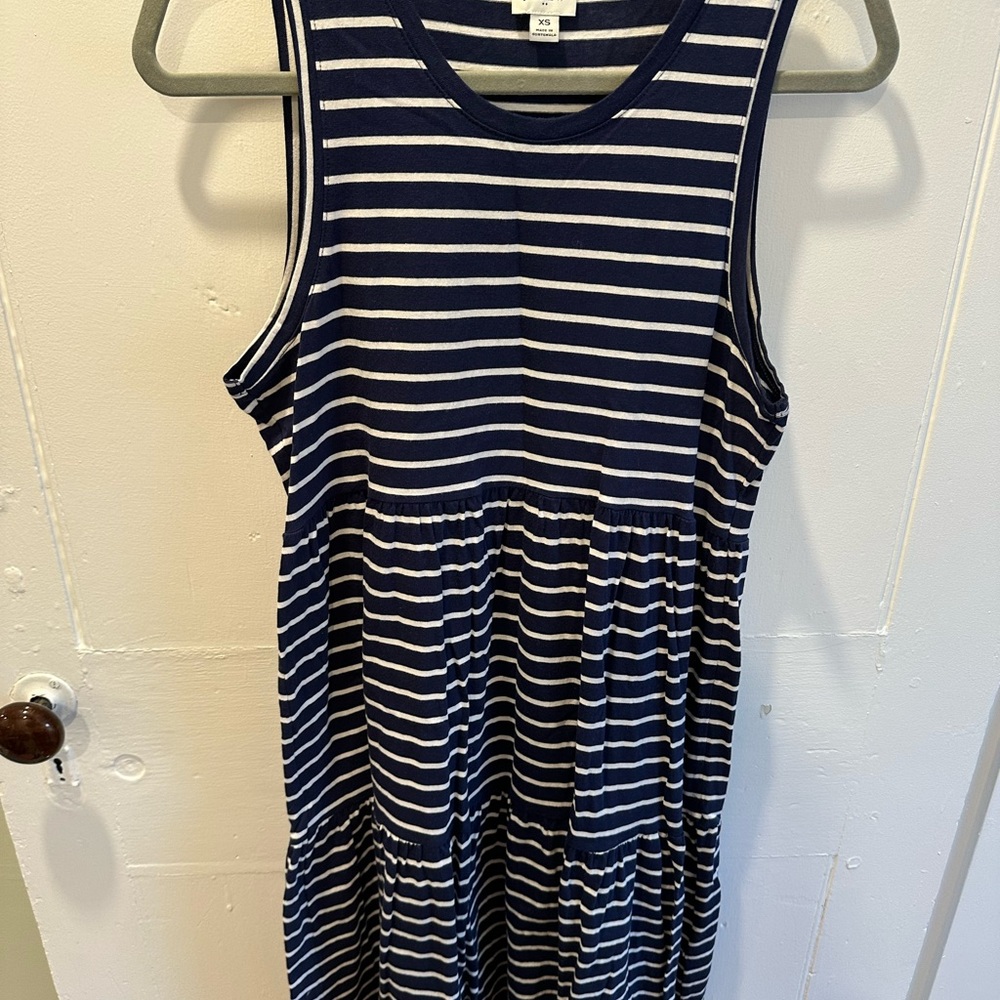 Navy and White Striped Sleeveless Dress